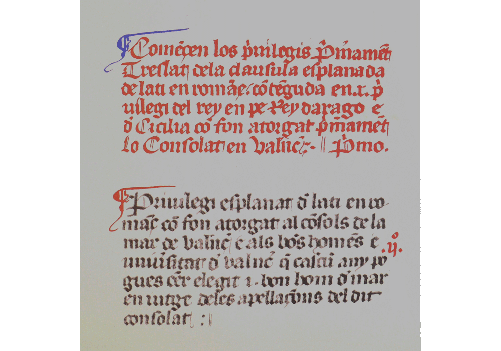 Consolat de mar-manuscrito iluminado códice-libro facsímil-Vicent García Editores-5 Romance valenciano.